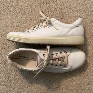 ecco white lace up leather shoes size 41